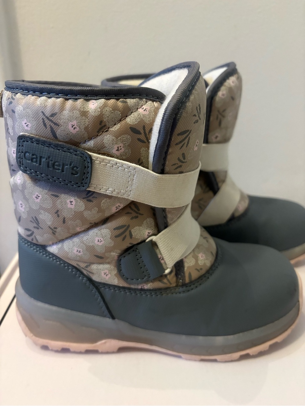 Carter's Kids Floral Winter Light Up Boots in Taupe and Gray, Size 11M